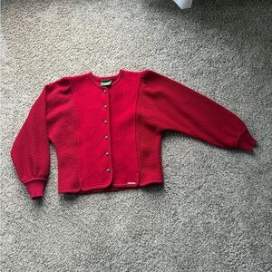 Red Button-Up Cardigan
